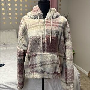 Reflex Plaid Teddy Fleece Zip Hoodie M